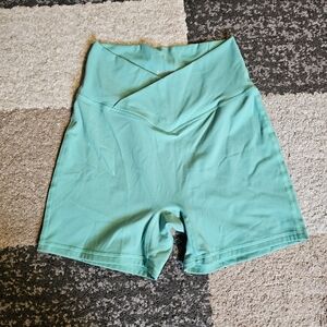Buffbunny Teal Cross Waist Shorts